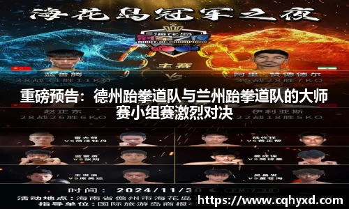 重磅预告：德州跆拳道队与兰州跆拳道队的大师赛小组赛激烈对决