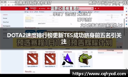 DOTA2速度排行榜更新TES成功跻身前五名引关注